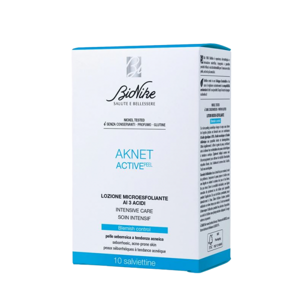 AKNET ACTIVEpeel Loción Microexfoliante con 3 ácidos. 10 toallitas desechables. Cód AC22221